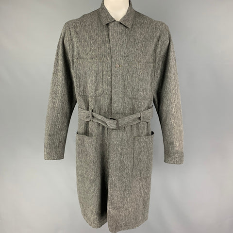 RRL by RALPH LAUREN Size XL Gray Herringbone Cotton Belted Coat