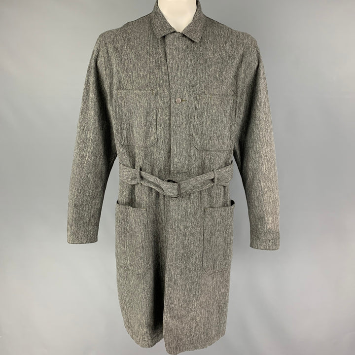 RRL par RALPH LAUREN Taille XL Manteau ceinturé en coton à chevrons gris