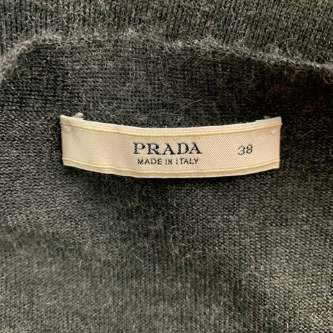 PRADA Size 2 Grey Heather Cashmere Silk V-Neck Cardigan