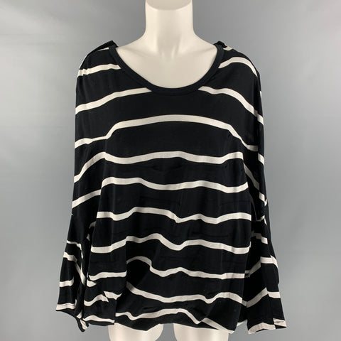 Y-3 Size XS Black White Cotton Stripe Casual Top