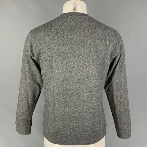 KENZO Size M Grey Yellow Embroidery Cotton Crew-Neck Pullover