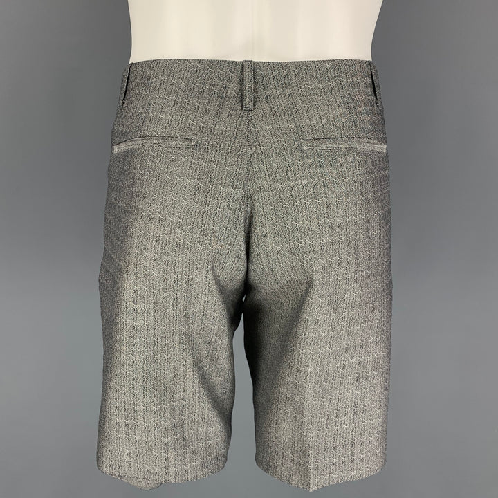 LOUIS VUITTON Size 30 Grey Black Pattern Wool Mohair Zip Fly Shorts
