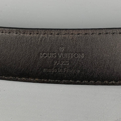 LOUIS VUITTON Size 36 Black Grey Damier Leather Belt
