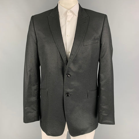 VERSACE COLLECTION Trend Size 46 Black Silver Grid Viscose Blend Sport Coat