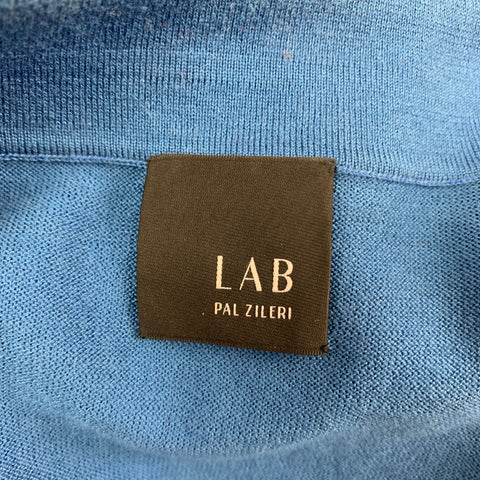 LAB by PAL ZILERI Size M Blue Solid Cotton Short Sleeve Polo