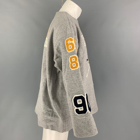 UNDERCOVER Size S Grey Yellow Applique Cotton Oversized Sweatshirt