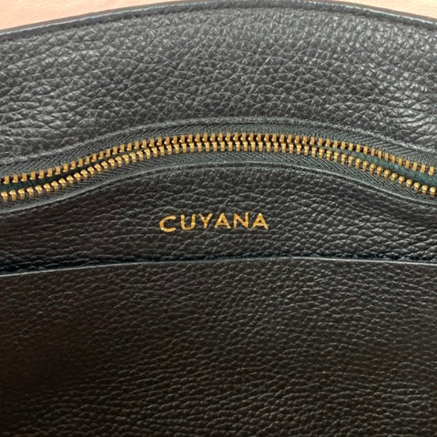 CUYANA Black Leather Pebble Grain Tote Handbag