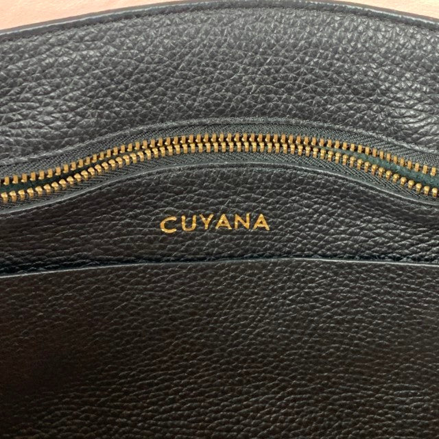CUYANA Black Leather Pebble Grain Tote Handbag