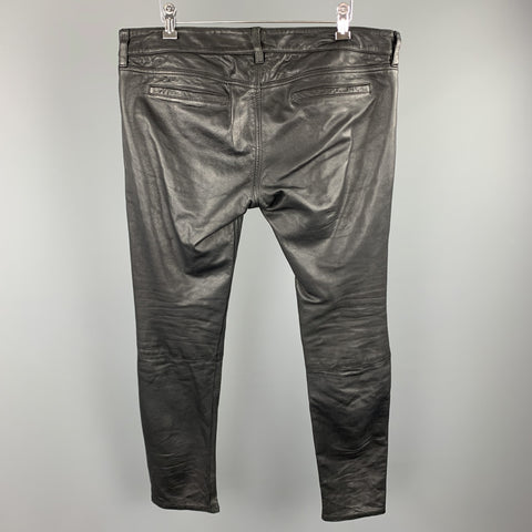 ALLSAINTS SPITALFIELDS Size 30 Black Leather Biker Jean Cut Pants