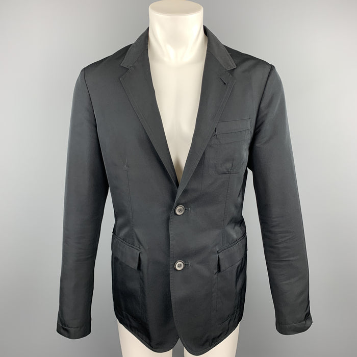 LANVIN Size 38 Black Polyester / Wool Notch Lapel Sport Coat