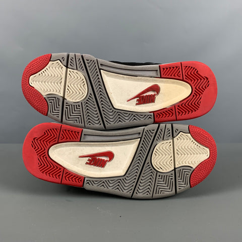 NIKE Size 6 Black Grey & Red Color Block Mesh High Top Sneakers