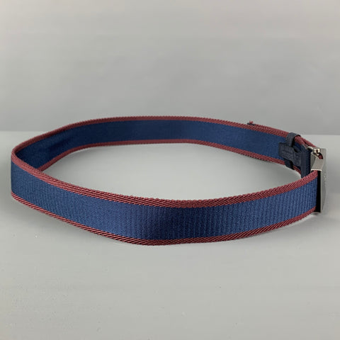 PRADA Size One Size Navy Burgundy Stripe Ribbon Belt