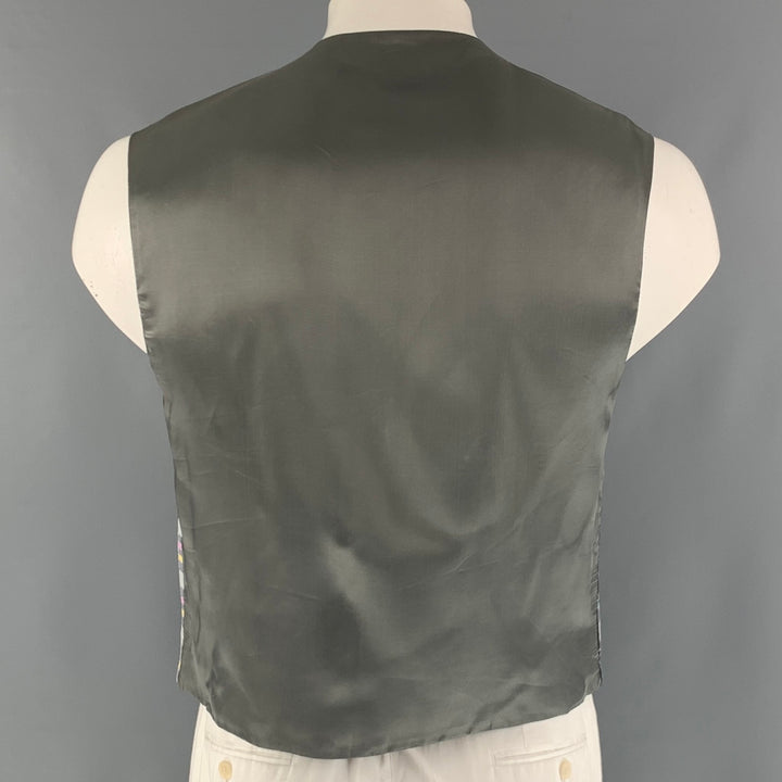 VERSACE JEANS Size L Grey Multi-Color Checkered Cotton Vest