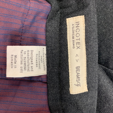 INCOTEX Size 28 Charcoal Wool Pleated Slim Fit Dress Pants