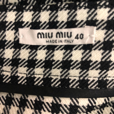 MIU MIU Size 2 Black White Wool Gingham Casual Pants