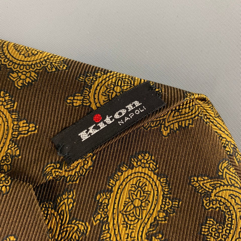 KITON Brown Mustard Paisley Silk Tie