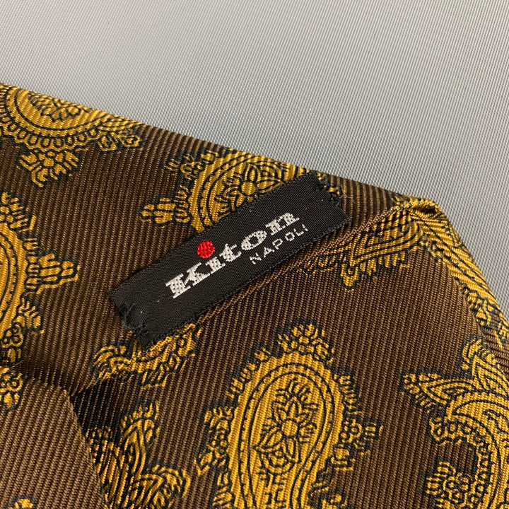 KITON Brown Mustard Paisley Silk Tie