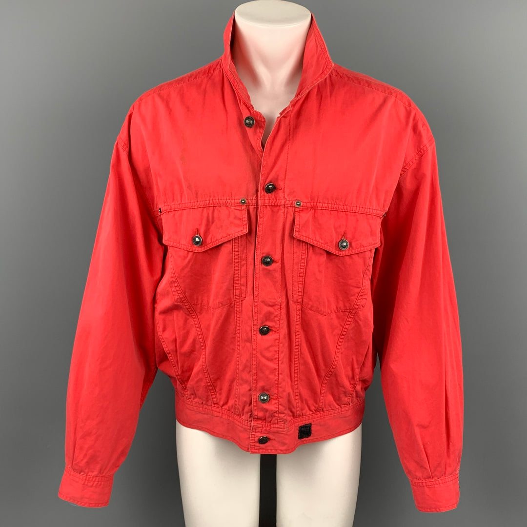 Vintage VERSACE JEANS COUTURE Size XXL Red Cotton Trucker Jacket