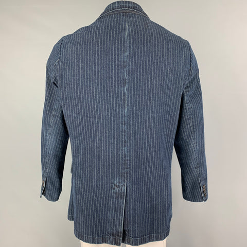 POLO by RALPH LAUREN Size 44 Indigo Pinstripe Cotton Sport Coat