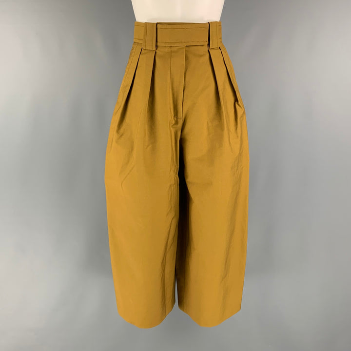 KHAITE Size 0 Camel Cotton Wide Leg Dress Pants
