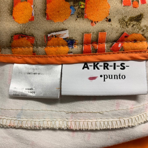AKRIS Size 8 Beige Multi-Color Cotton Elastane Graphic Side Zipper Dress Pants
