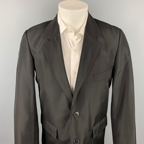 AGNES B. Size 38 Black Acetate Notch Lapel Sport Coat