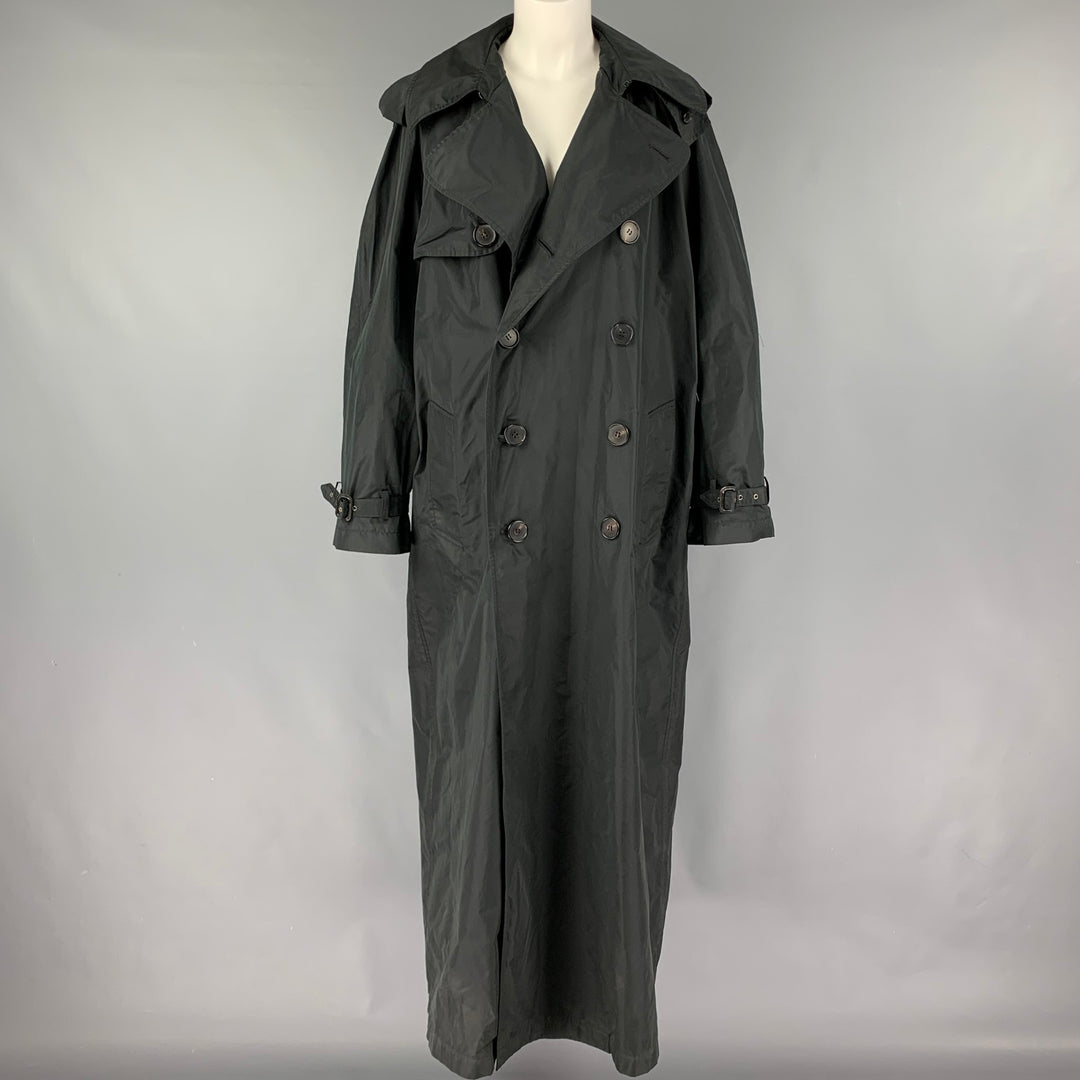 Louis Vuitton Trench coats Black Grey Leather Silk Polyester