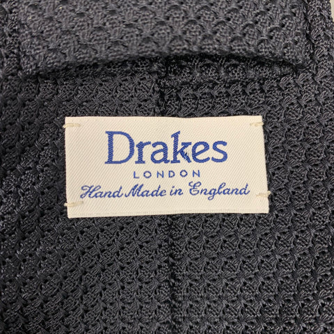 DRAKES LONDON Navy Textured Silk Tie