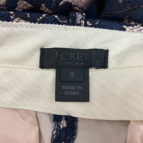 J.CREW Short plissé en dentelle bleu marine taille 0