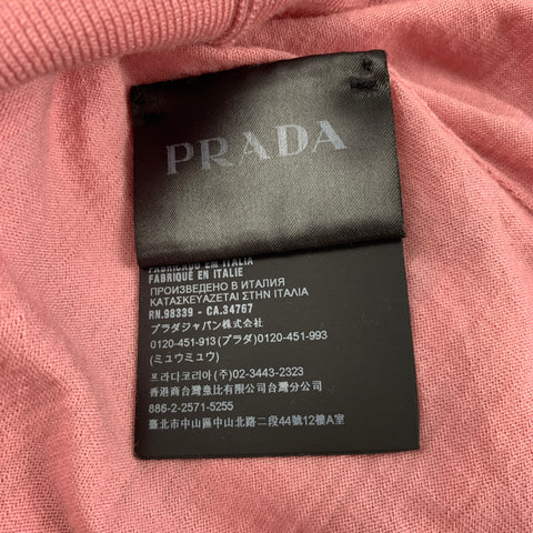PRADA Size L Pink Knitted Wool Buttoned Polo