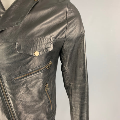 MATTISON Size 36 Black Leather Biker Jacket