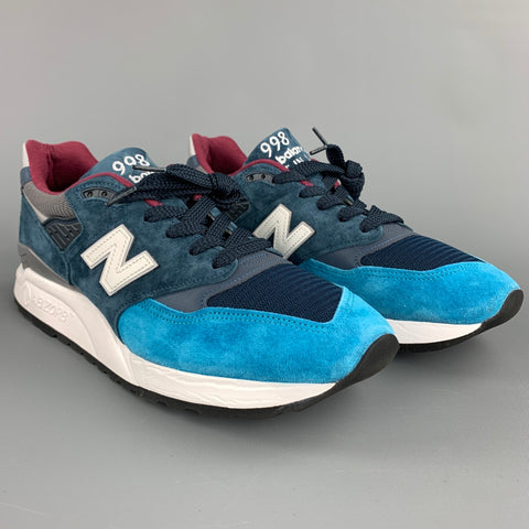 NEW BALANCE 998 Size 10.5 Blue Suede Color Block Sneakers