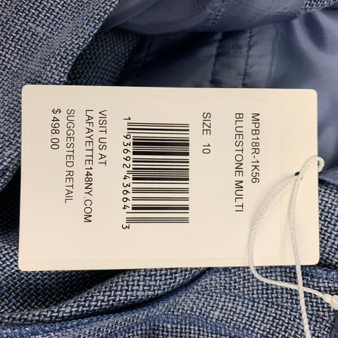 LAFAYETTE 148 Size 10 Blue Linen Wool Textured Wide Leg Dress Pants
