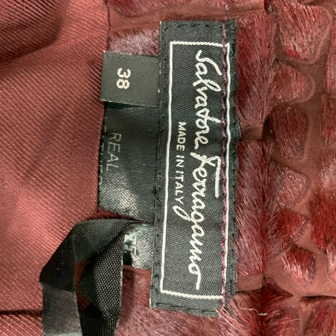 SALVATORE FERRAGAMO Size 2 Burgundy Pencil Knee-Length Skirt