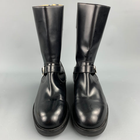 PAUL SMITH Taille 9 Bottes de motard en cuir noir