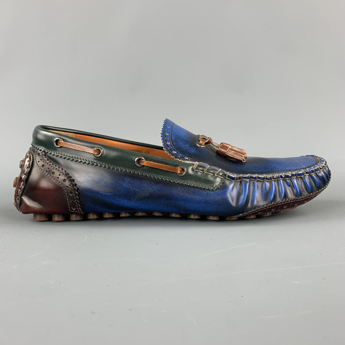 Mocasines tipo driver de cuero envejecido azul DSQUARED2 Talla 10