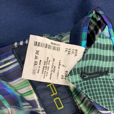 ETRO Size 38 Blue & Black Nailhead Cotton Sport Coat