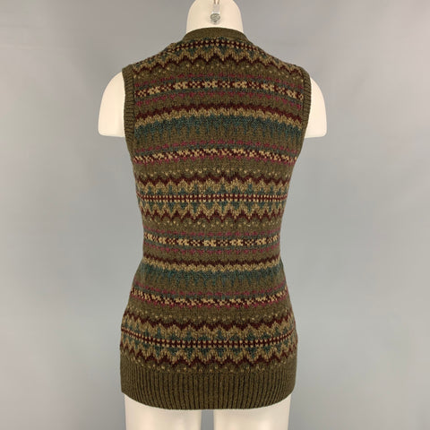 RALPH LAUREN Collection Size S Olive & Burgundy Wool / Cashmere Vest