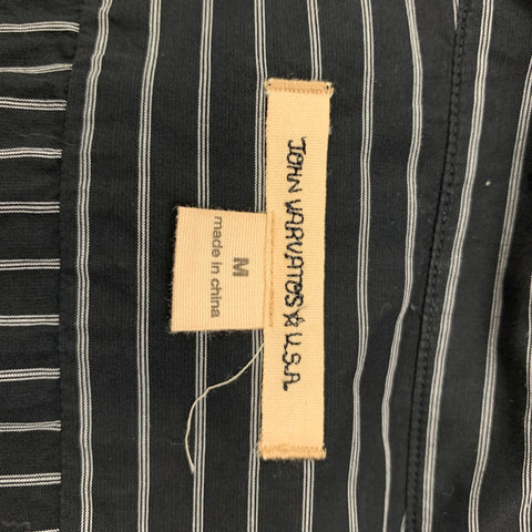 JOHN VARVATOS * U.S.A. Size M Black Grey Stripe Cotton Long Sleeve Shirt