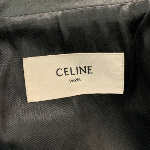 CELINE Size 8 Black Calf Motorcycle Jacket