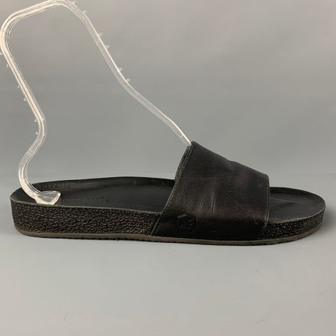 ANKARI FLORUSS Size 13 Black Leather Slip On Sandals