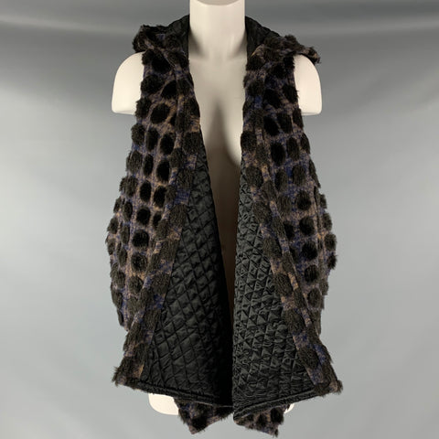 THAKOON Size S Brown Purple Wool Blend Hooded Vest
