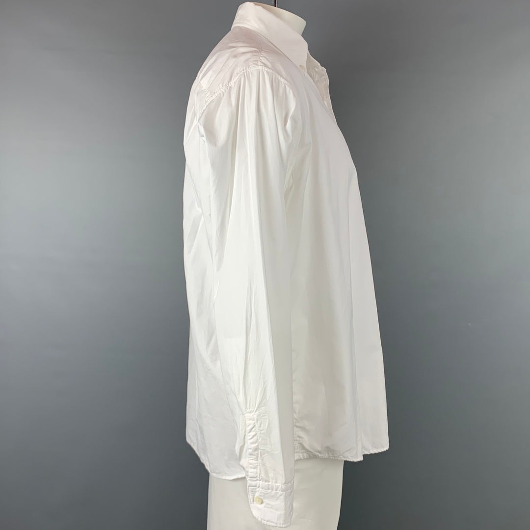 Chemise à manches longues boutonnée en coton blanc taille XL 45 tr/min