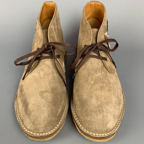 GUCCI Size 11 Taupe Textured Suede Crepe Sole Chukka Boots