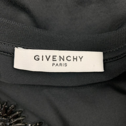 GIVENCHY Size S Black Cotton Applique Crew-Neck T-Shirt