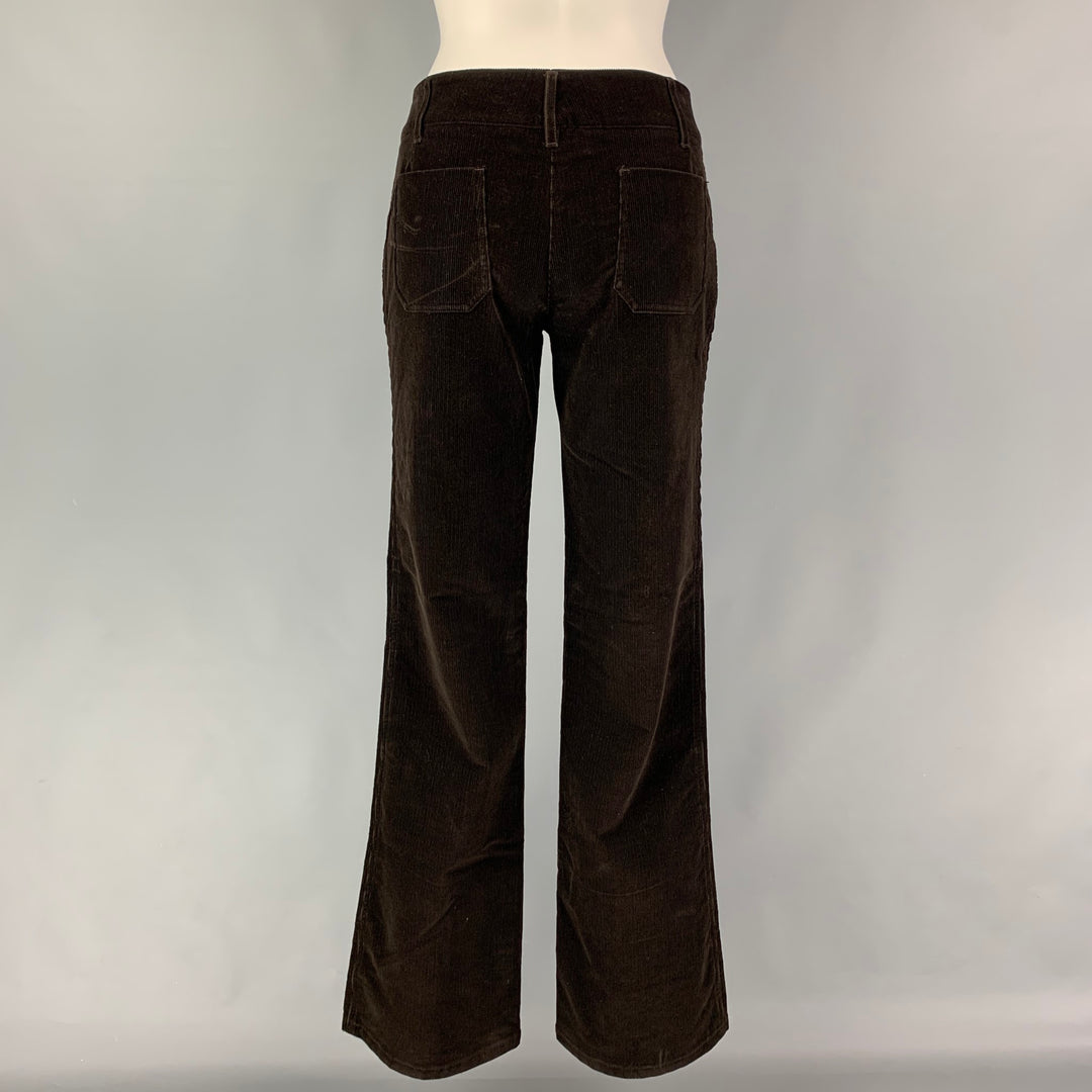 PRADA Talla 6 Pantalones casuales de pana marrón con frente plano