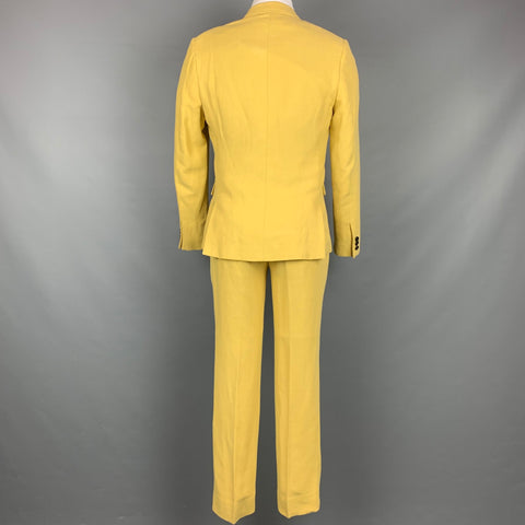 BAND OF OUTSIDErs Size 40 Yellow Linen / Cotton Notch Lapel Suit