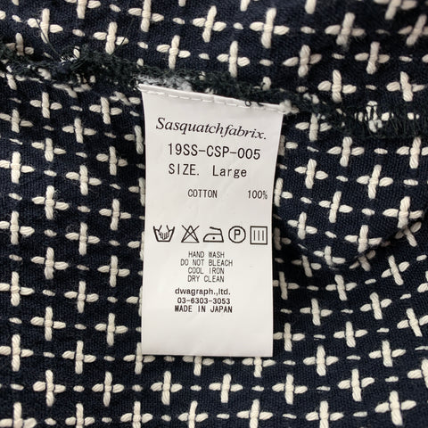 SASQUATCHfabrix Size L Navy & White Woven Cotton Hooded Jacket