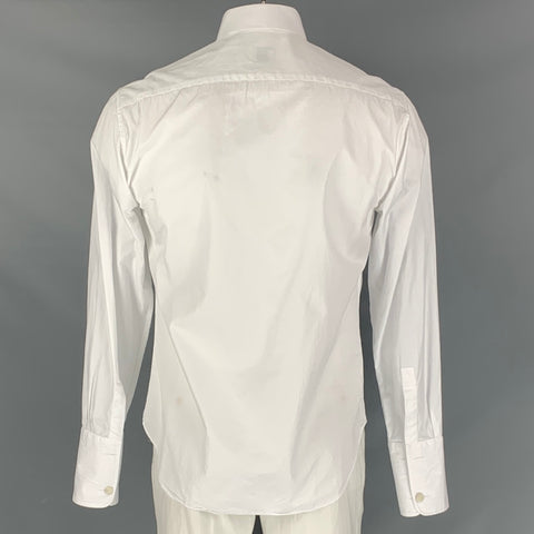 ARMANI COLLEZIONI Size L White Solid Cotton French Cuff  Long Sleeve Shirt