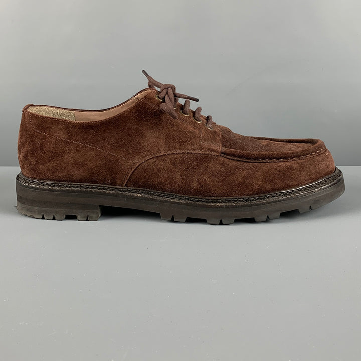 MANOLO BLAHNIK Size 9.5 Brown Suede Lace Up Shoes